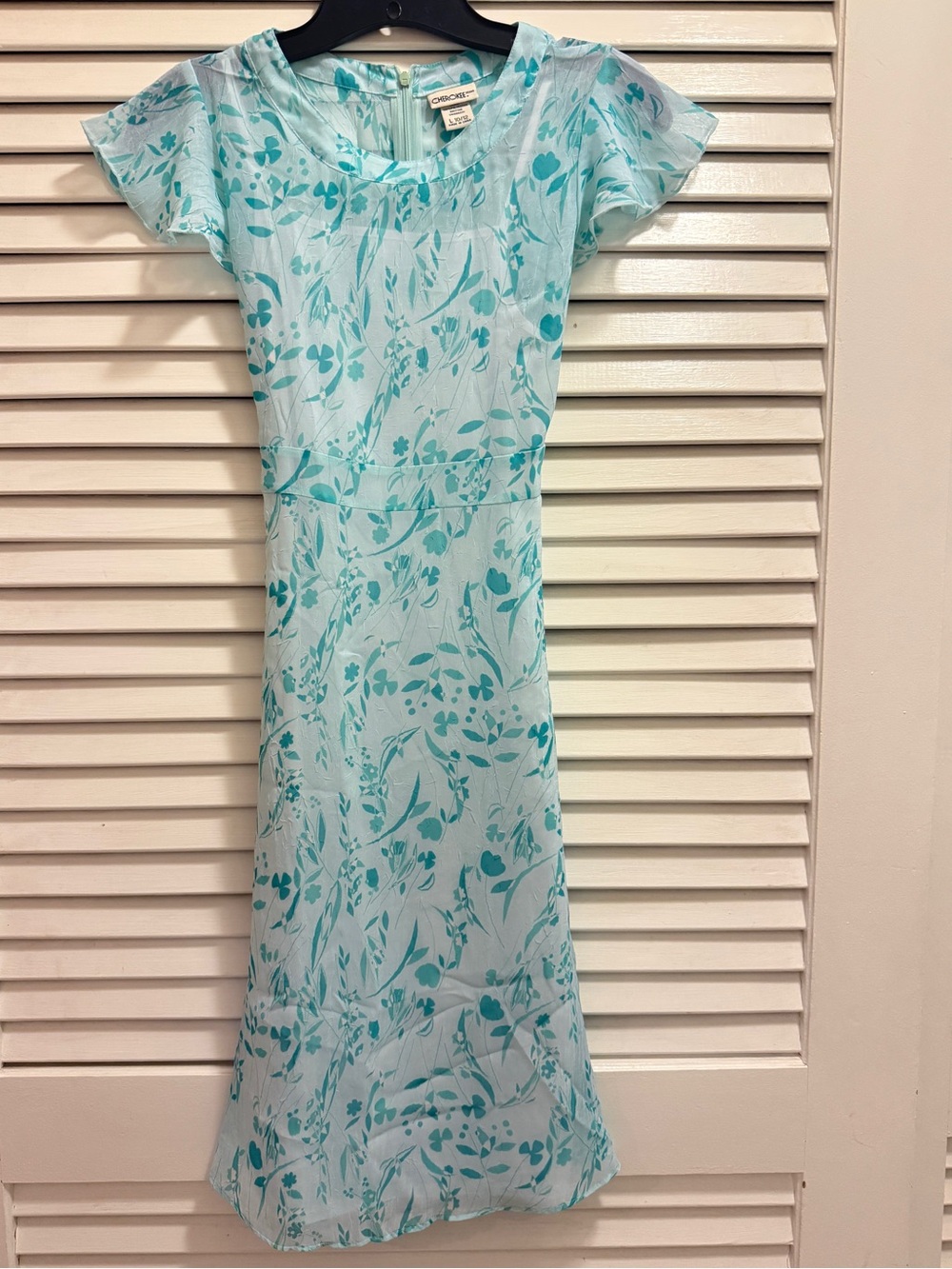 Cherokee Light Aqua Floral Midi Dress